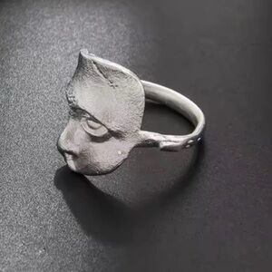 Silver plated Face Mask Design Ring adjustable size